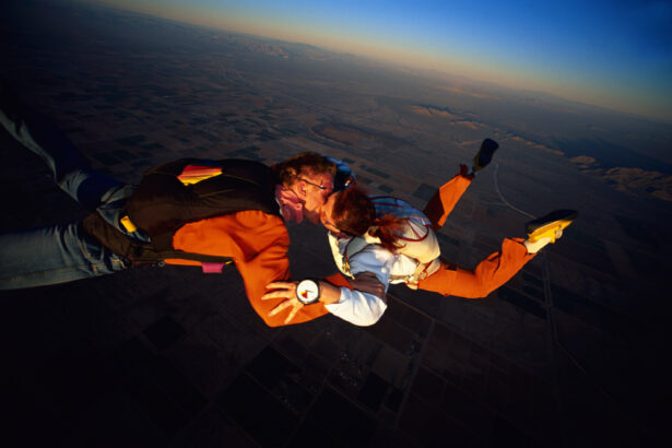 couple skydiving