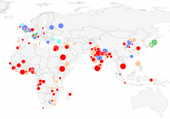 World map showing skydiving fatality hotspots and safest regions